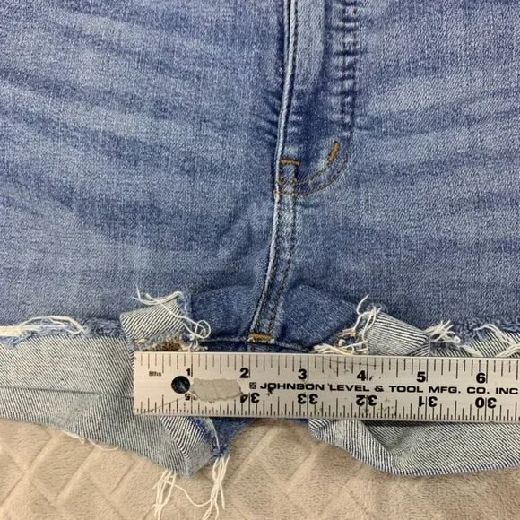 Madewell Womans 24 Denim Jean Shorts Blue Stovepipe Cuffed Fray Light Wash - Picture 9 of 14